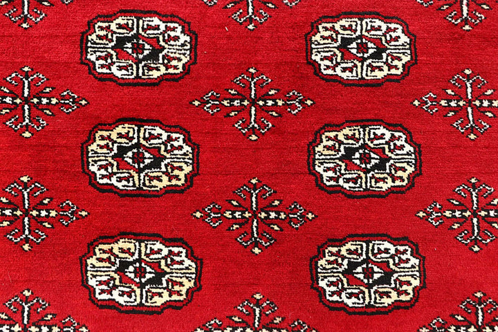 Red Bokhara Rug 6' x 9' Hand-Knotted | No. QA81345