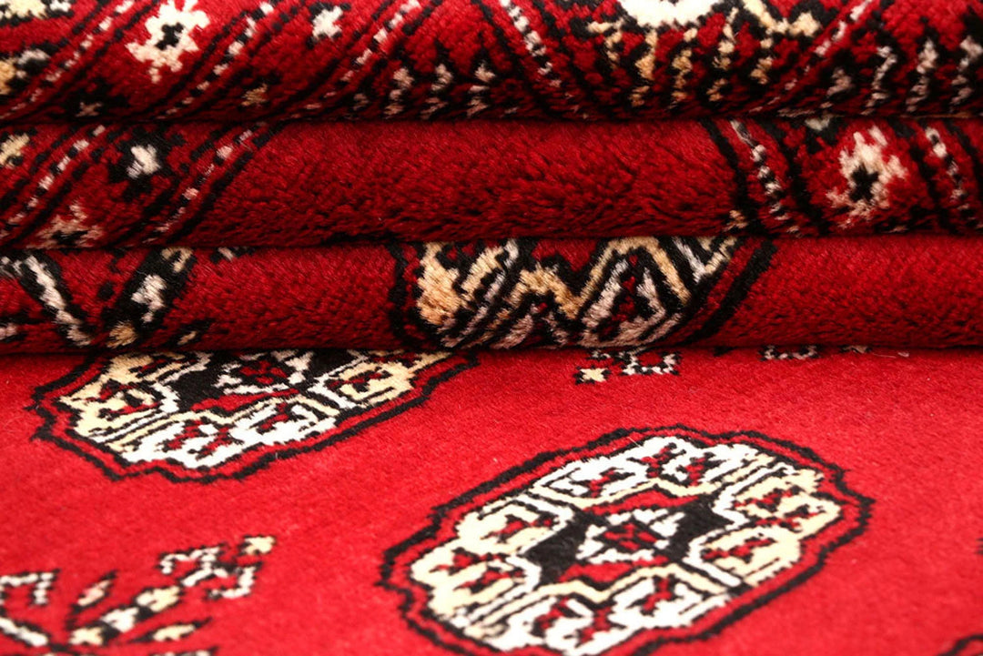 Red Bokhara Rug 6' x 9' Hand-Knotted | No. QA81345