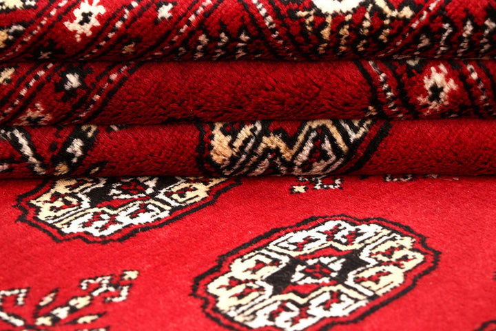 Red Bokhara Rug 6' x 9' Hand-Knotted | No. QA81345