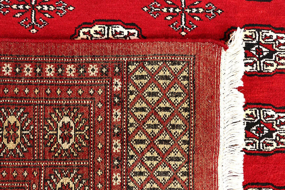 Red Bokhara Rug 6' x 9' Hand-Knotted | No. QA81345