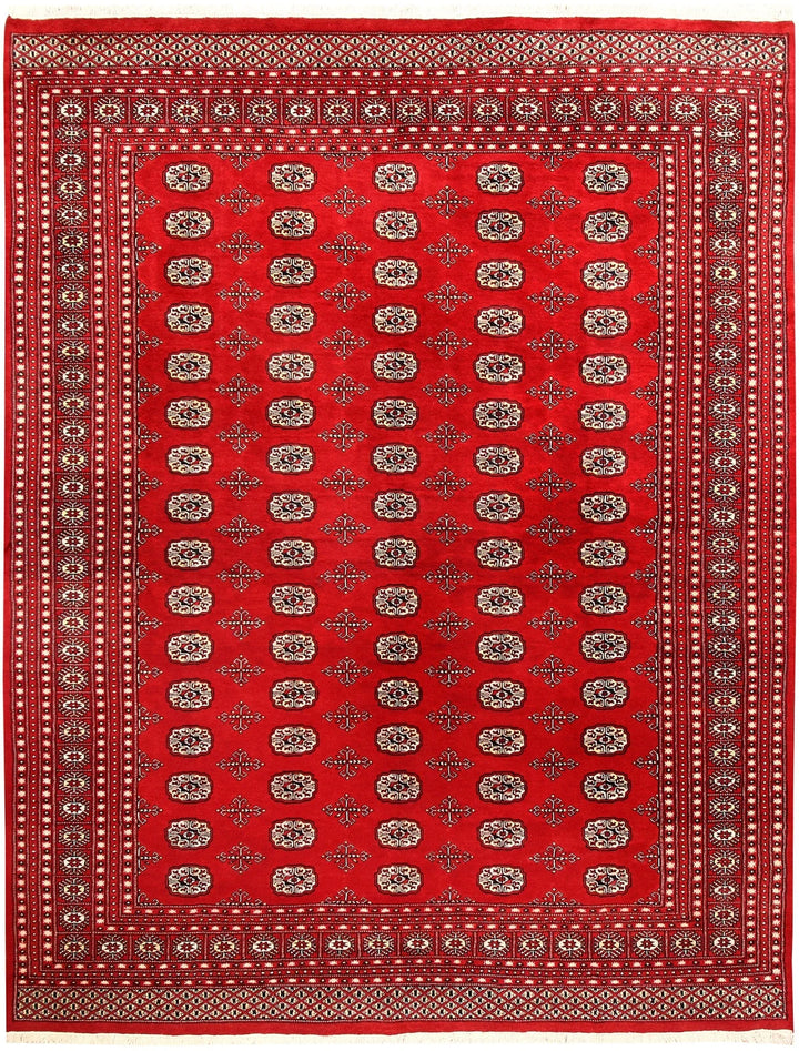Red Pakistani Bokhara Rug 7' 10" x 10' 4" Hand-Knotted | No. QA81361