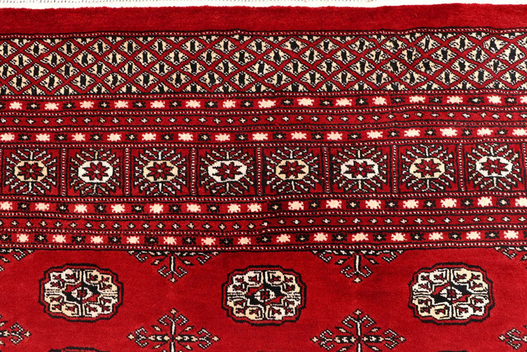 Red Pakistani Bokhara Rug 7' 10" x 10' 4" Hand-Knotted | No. QA81361