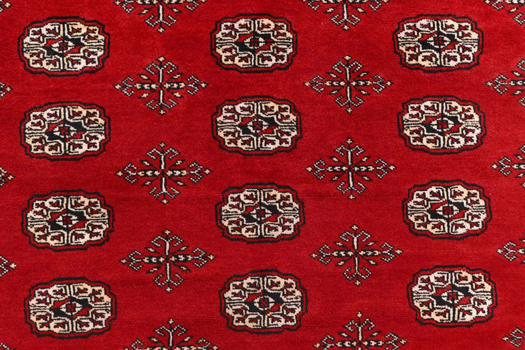Red Pakistani Bokhara Rug 7' 10" x 10' 4" Hand-Knotted | No. QA81361