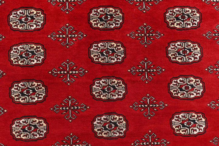 Red Pakistani Bokhara Rug 7' 10" x 10' 4" Hand-Knotted | No. QA81361