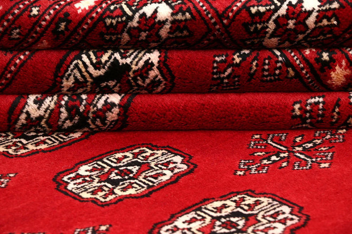 Red Pakistani Bokhara Rug 7' 10" x 10' 4" Hand-Knotted | No. QA81361