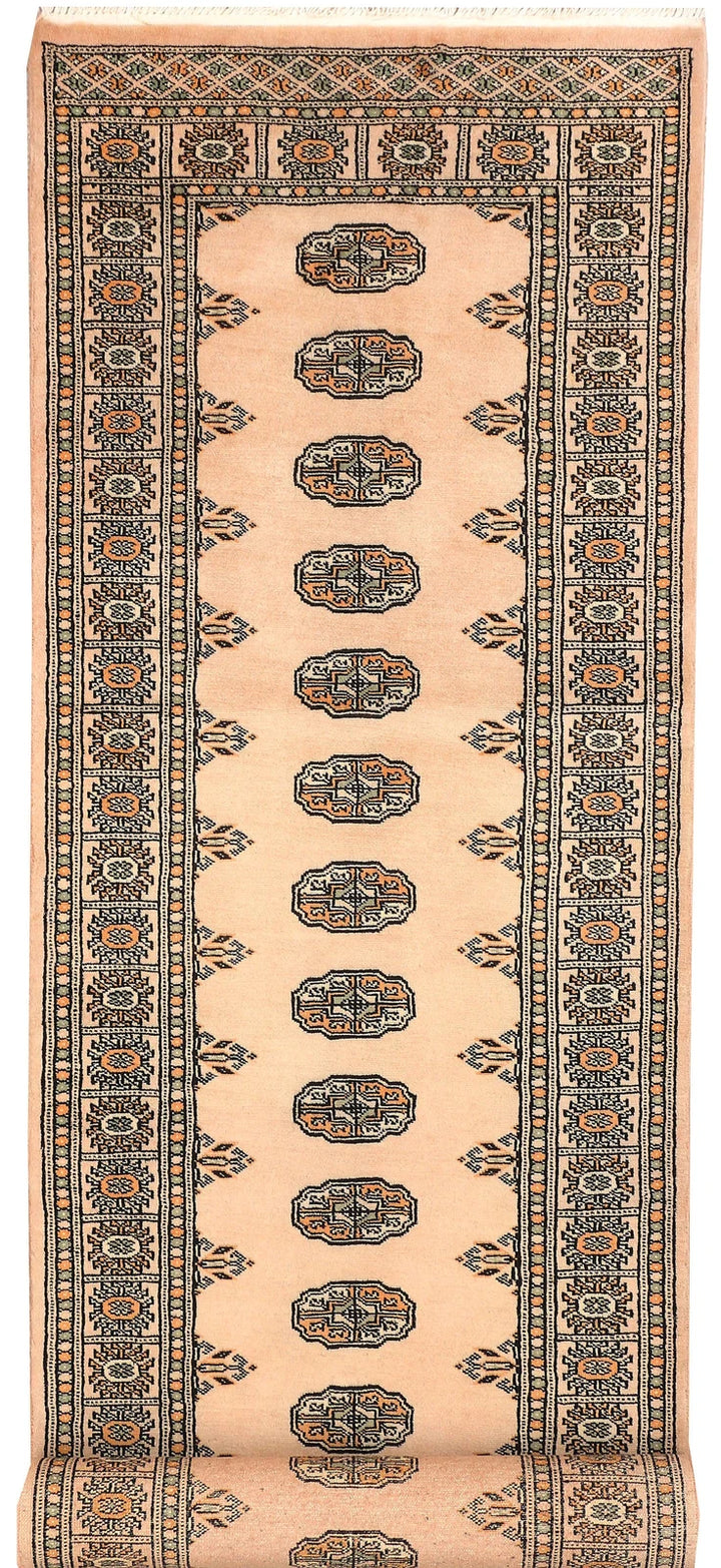 Wheat Pakistani Bokhara Rug 2' 7" x 10' 8" Hand-Knotted | No. QA81441