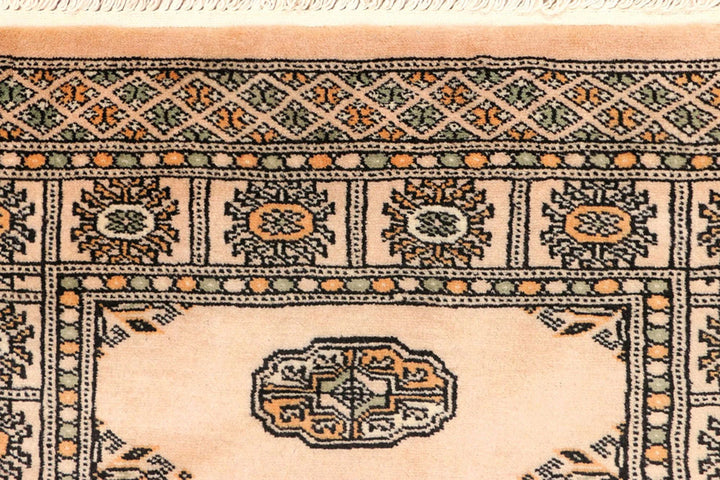 Wheat Pakistani Bokhara Rug 2' 7" x 10' 8" Hand-Knotted | No. QA81441