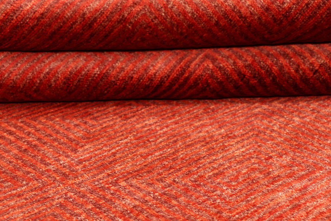 Firebrick Red Pakistani Gabbeh Rug 5' 2" x 6' 3" Hand-Knotted | No. QA81444