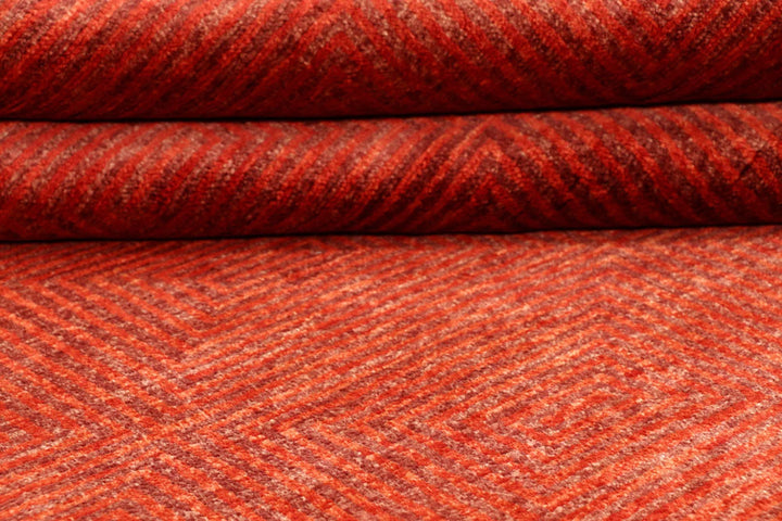 Firebrick Red Pakistani Gabbeh Rug 5' 2" x 6' 3" Hand-Knotted | No. QA81444