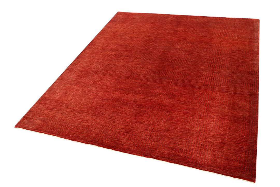 Firebrick Red Pakistani Gabbeh Rug 5' 2" x 6' 3" Hand-Knotted | No. QA81444