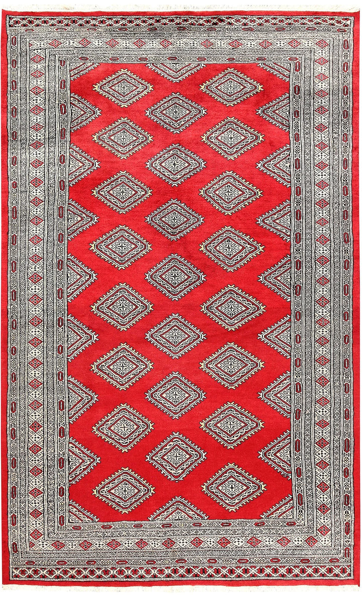 Red Pakistani Jaldar Rug 5' x 8'1" Hand-Knotted | No. QA81463