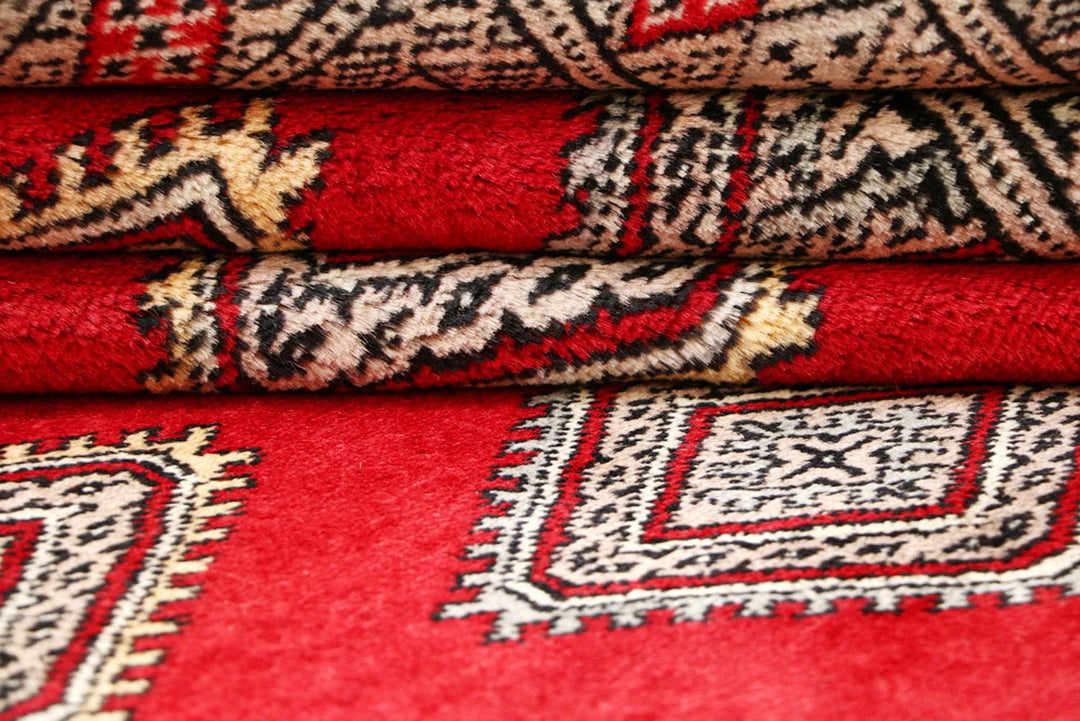 Red Pakistani Jaldar Rug 5' x 8'1" Hand-Knotted | No. QA81463