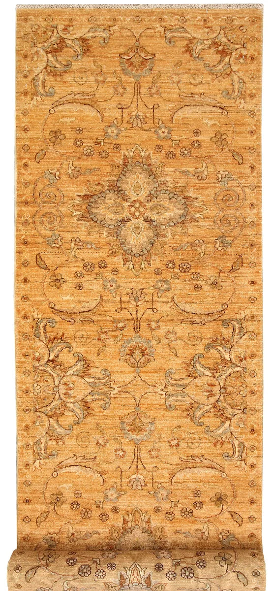 Brown Afghan Oushak Rug 2' 7" x 9' 8" Hand-Knotted | No. QA81465
