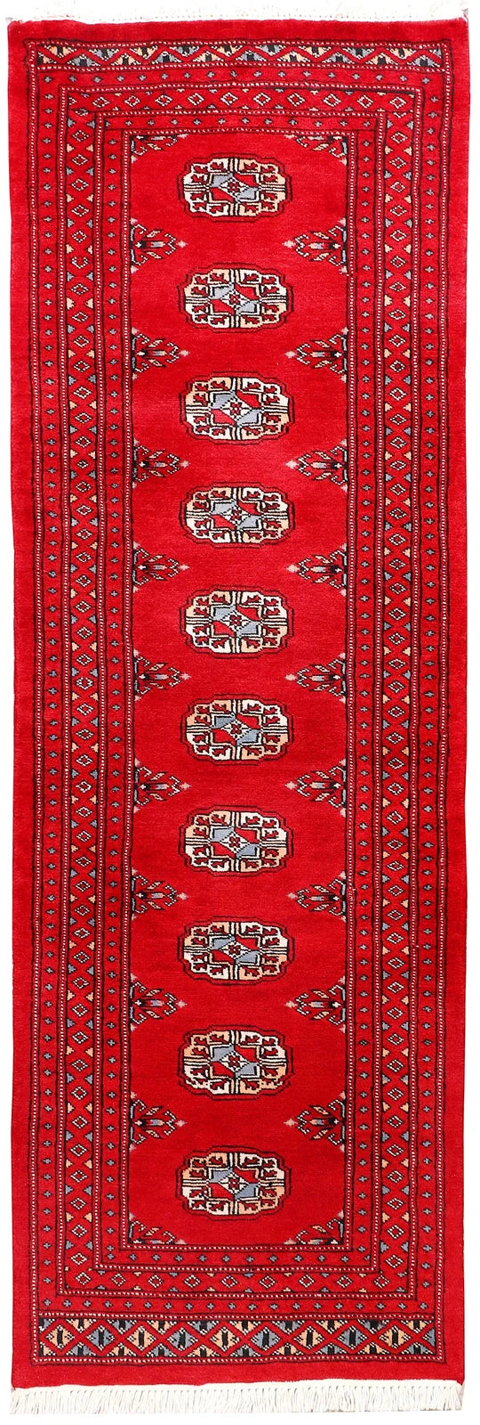 Red Pakistani Bokhara Rug 2' x 6'1" Hand-Knotted | No. QA81476