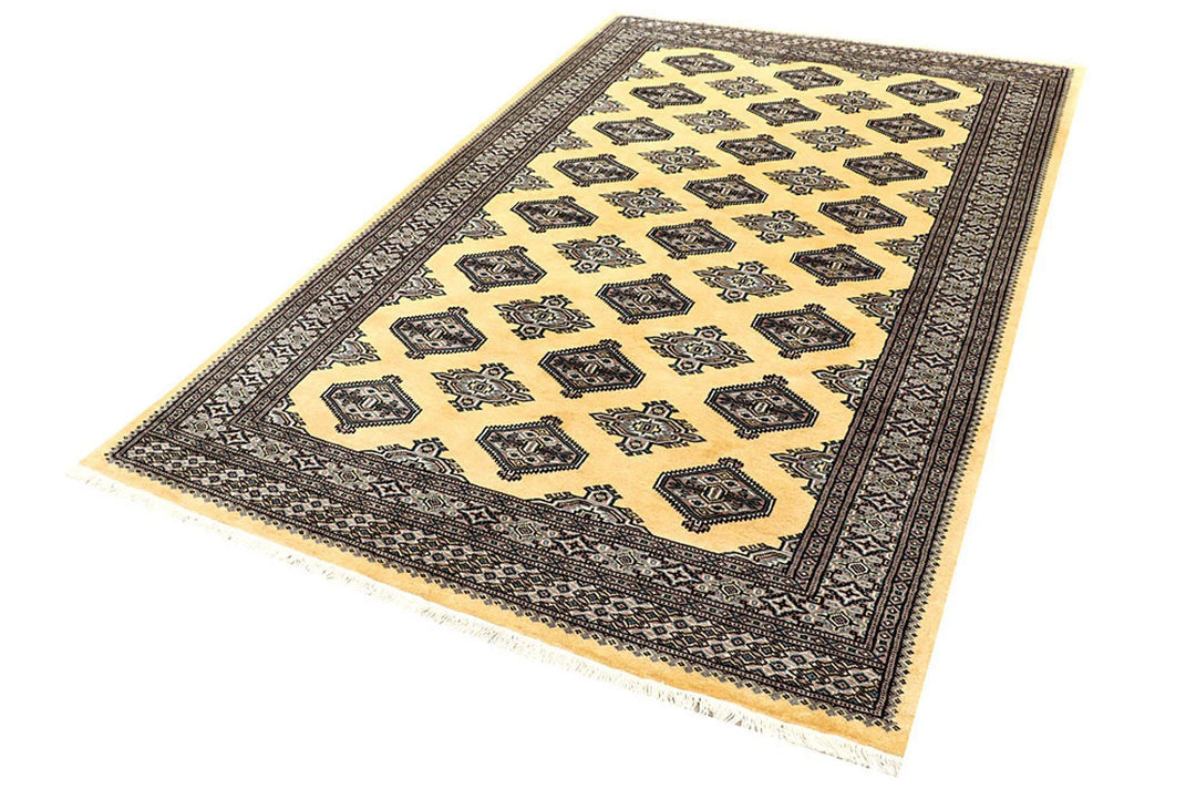 Yellow Pakistani Jaldar Rug 5' 1" x 8' Hand-Knotted | No. QA81501