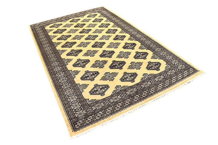 Yellow Pakistani Jaldar Rug 5' 1" x 8' Hand-Knotted | No. QA81501