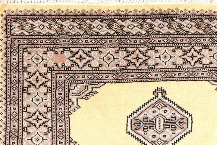 Pale Goldenrod Pakistani Jaldar Rug 3' x 5'2" Hand-Knotted | No. QA81590
