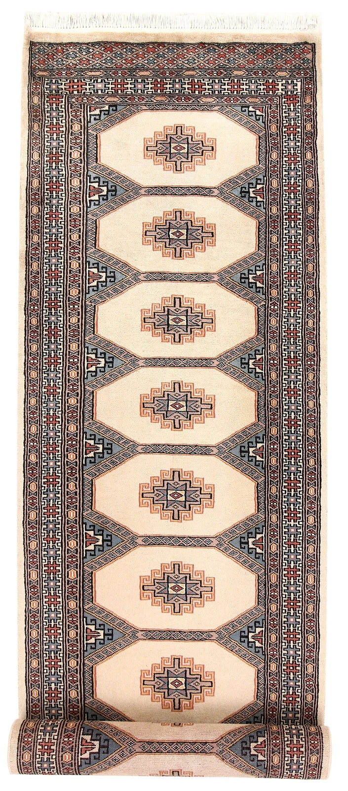 Brown Pakistani Jaldar Rug 2' 6" x 10' 5" Hand-Knotted | No. QA82095