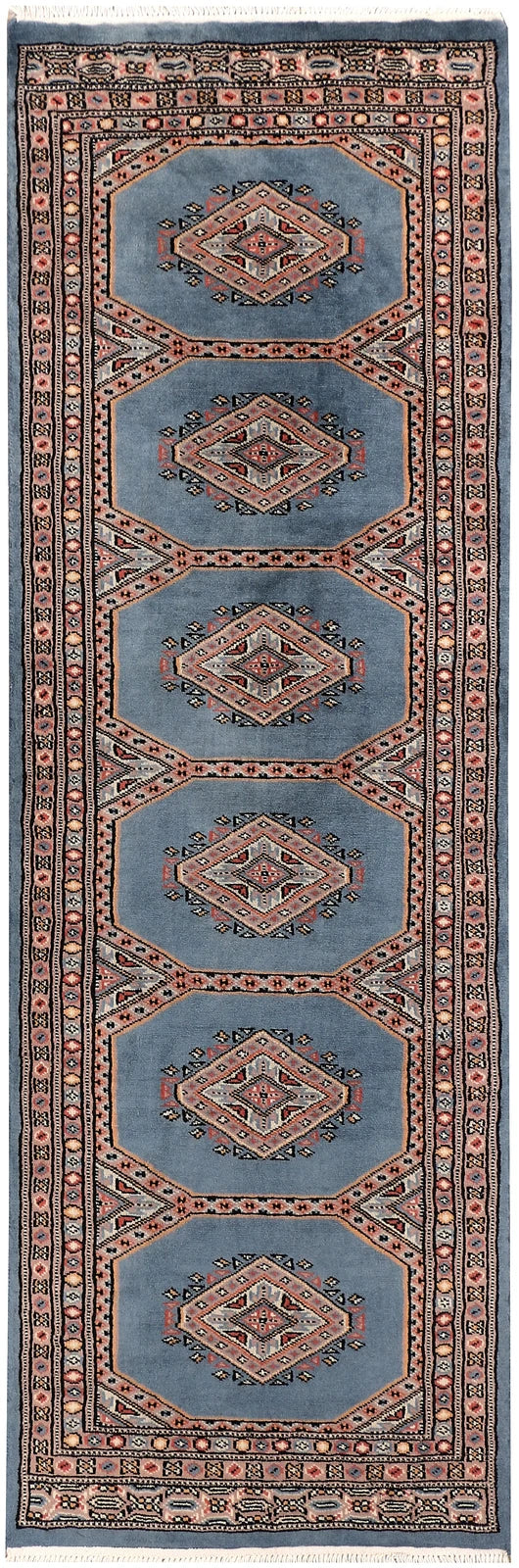 Light Slate Grey Pakistani Jaldar Rug 2' 1" x 6' 2" Hand-Knotted | No. QA82147