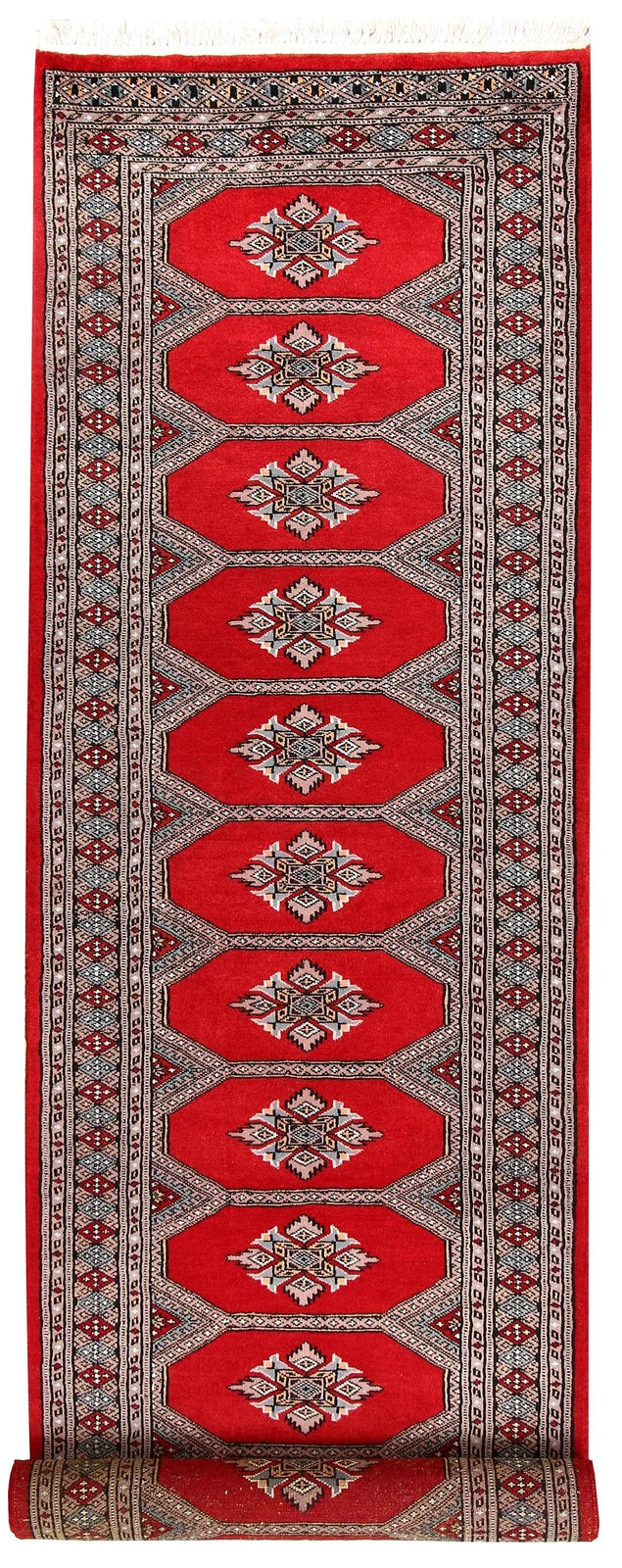 Red Pakistani Jaldar Rug 2' 5" x 9' 5" Hand-Knotted | No. QA82202