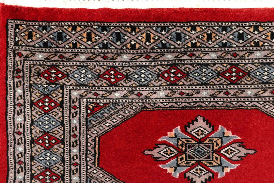 Red Pakistani Jaldar Rug 2' 5" x 9' 5" Hand-Knotted | No. QA82202