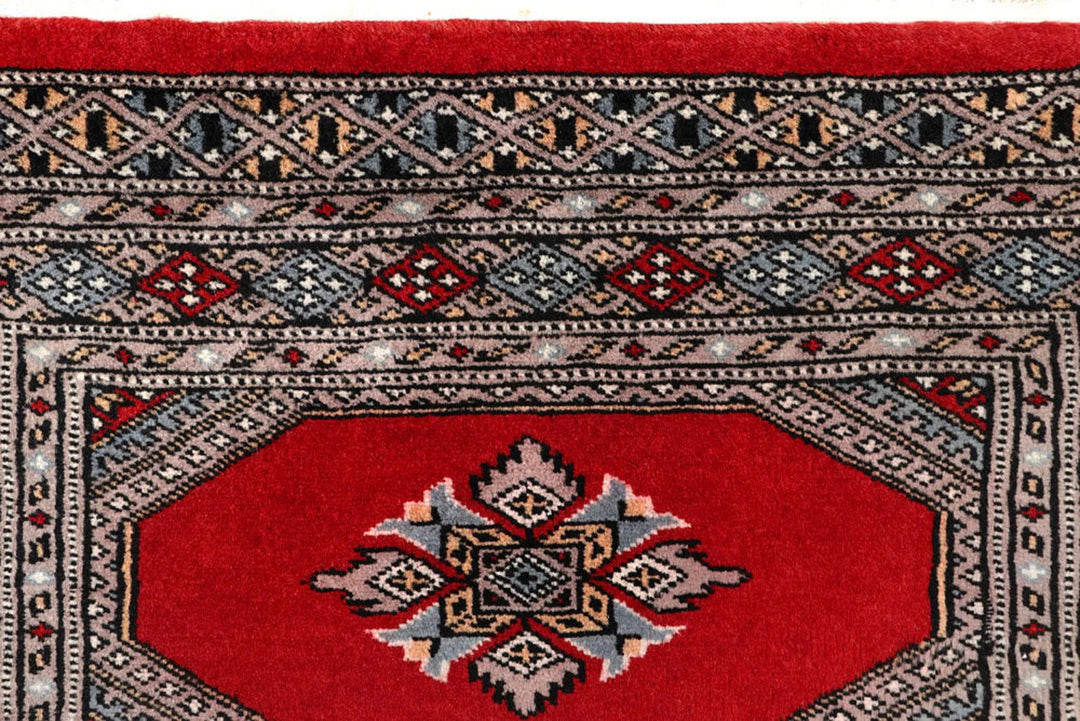 Red Pakistani Jaldar Rug 2' 5" x 9' 5" Hand-Knotted | No. QA82202