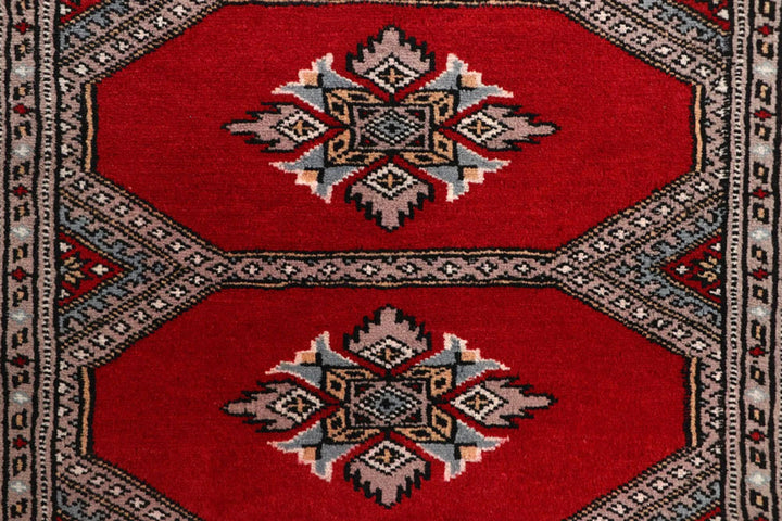 Red Pakistani Jaldar Rug 2' 5" x 9' 5" Hand-Knotted | No. QA82202