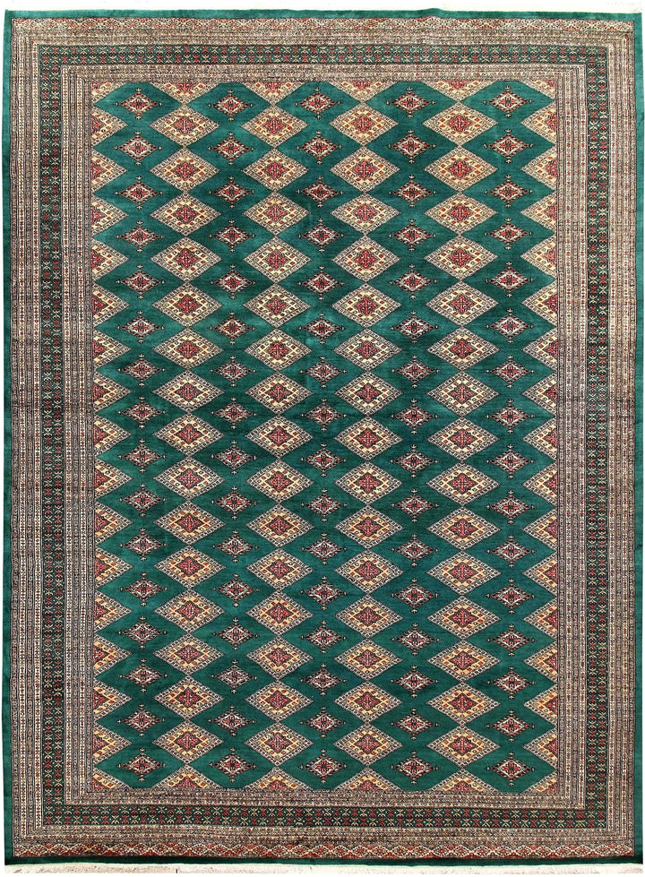 Teal Pakistani Jaldar Rug 8' 2" x 11' Hand-Knotted | No. QA82284