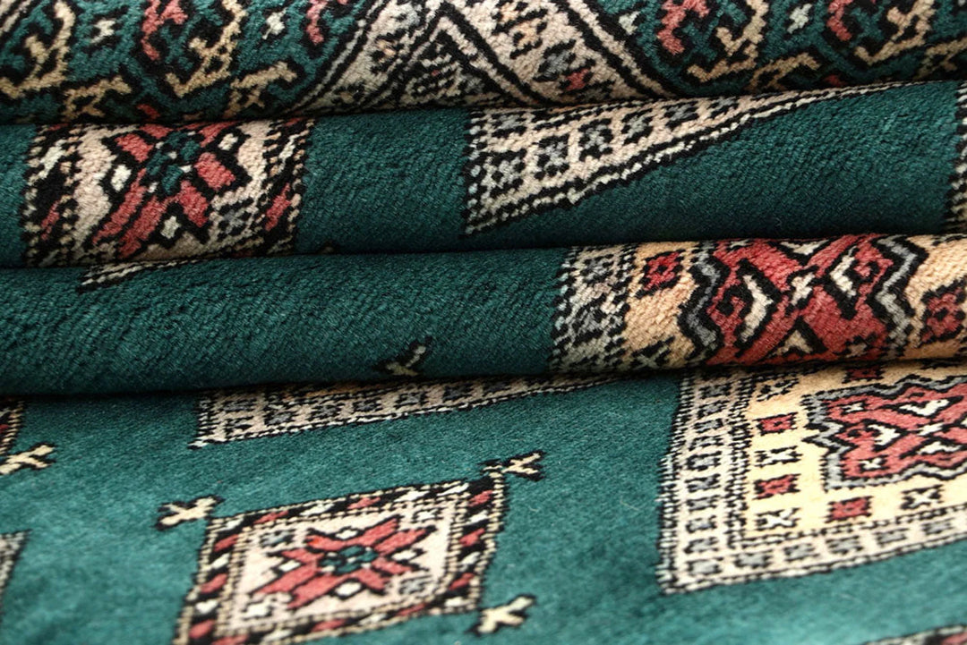 Teal Pakistani Jaldar Rug 8' 2" x 11' Hand-Knotted | No. QA82284
