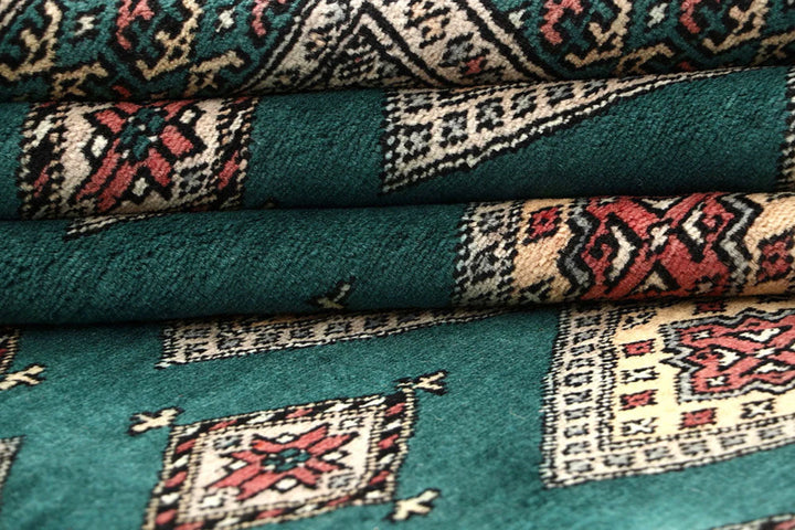 Teal Pakistani Jaldar Rug 8' 2" x 11' Hand-Knotted | No. QA82284