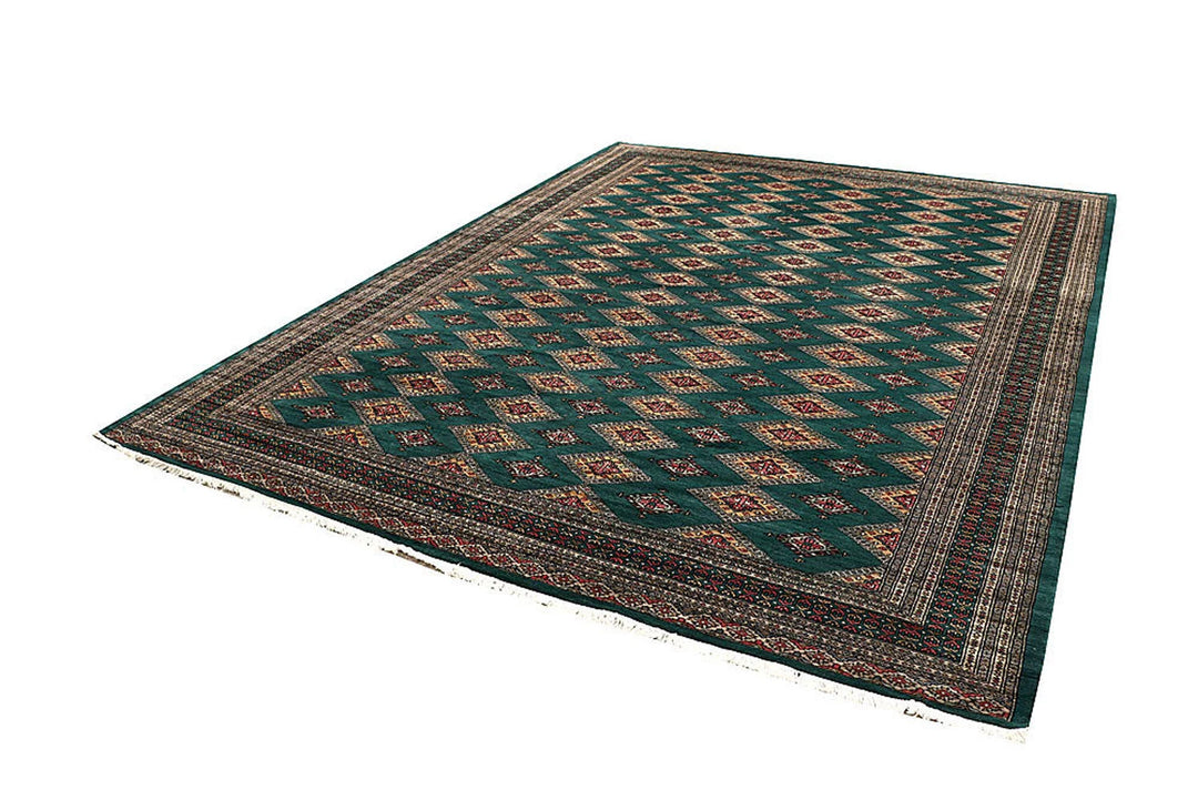 Teal Pakistani Jaldar Rug 8' 2" x 11' Hand-Knotted | No. QA82284