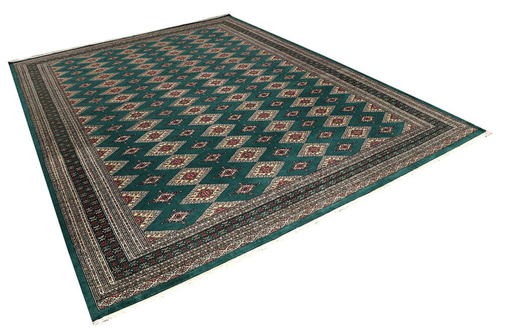 Teal Pakistani Jaldar Rug 8' 2" x 11' Hand-Knotted | No. QA82284
