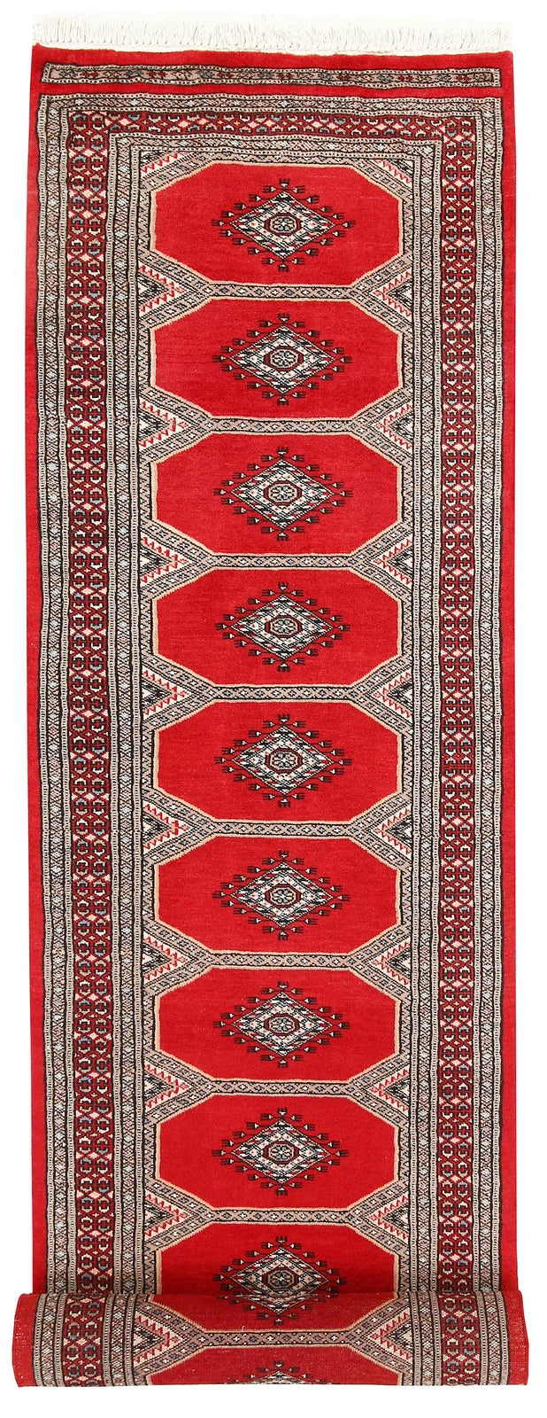 Red Pakistani Jaldar Rug 2' 4" x 9' 5" Hand-Knotted | No. QA82311