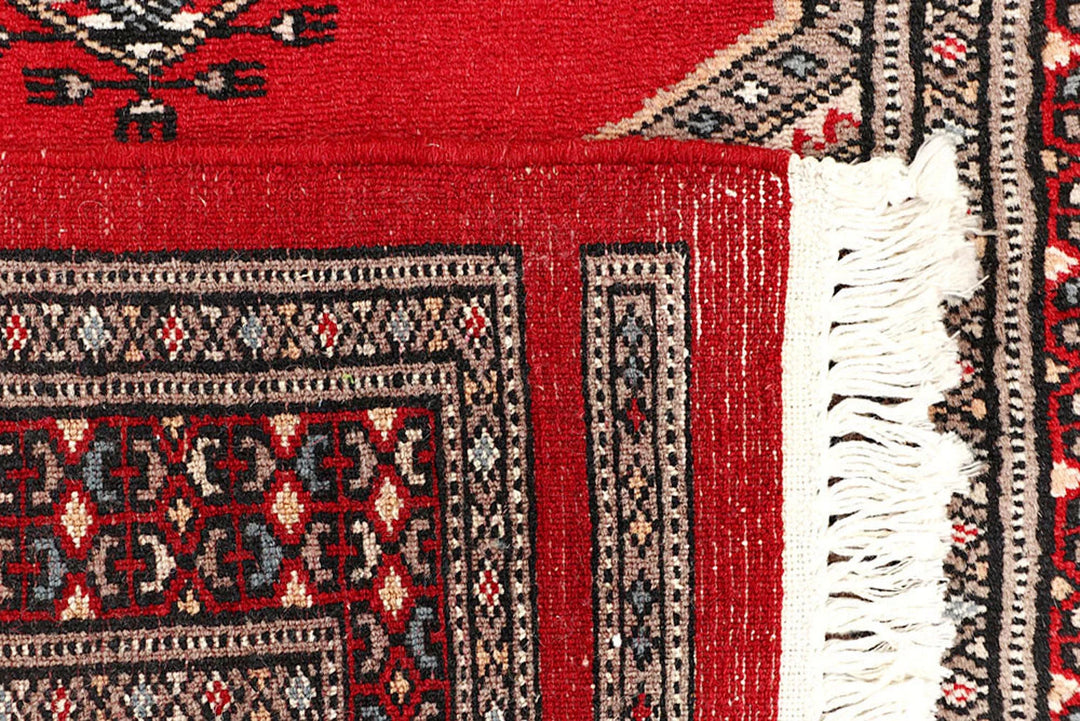 Red Pakistani Jaldar Rug 2' 4" x 9' 5" Hand-Knotted | No. QA82311