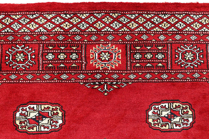 Red Bokhara Rug 4' 2" x 6' 4" Hand-Knotted | No. QA82382