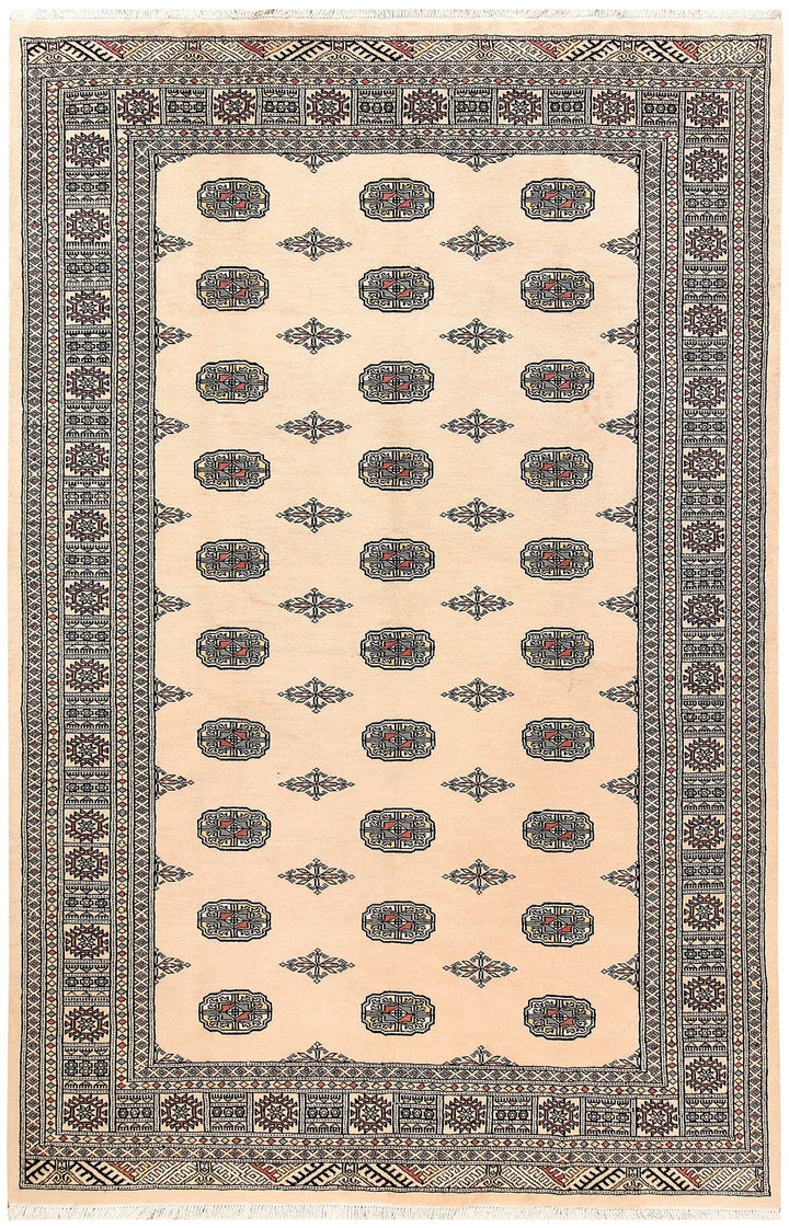 Brown Pakistani Bokhara Rug 5' 11" x 8' 11" Hand-Knotted | No. QA82617