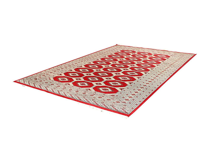 Red Pakistani Jaldar Rug 6' 2" x 9' 5" Hand-Knotted | No. QA82658