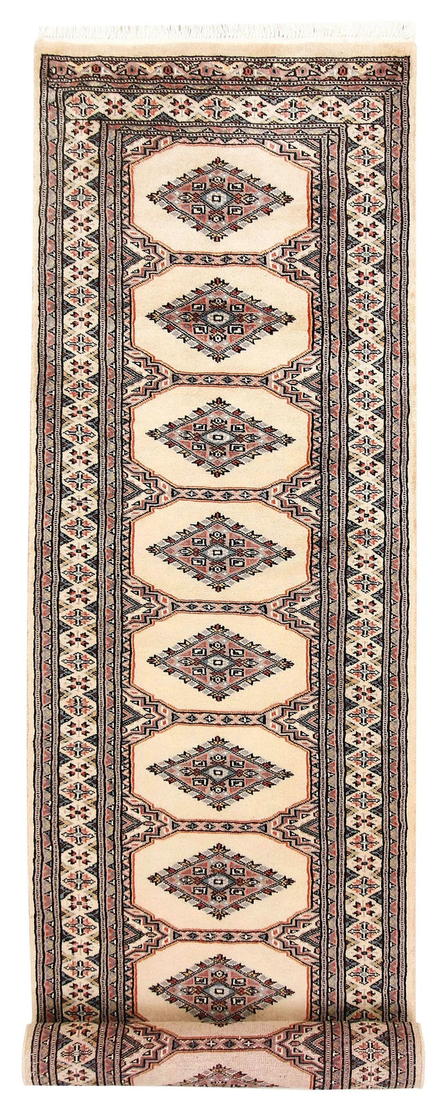 White Pakistani Jaldar Rug 2' 4" x 9' 5" Hand-Knotted | No. QA82697