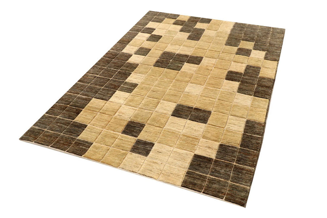 Brown Pakistani Gabbeh Rug 4' 4" x 6' 1" Hand-Knotted | No. QA82806