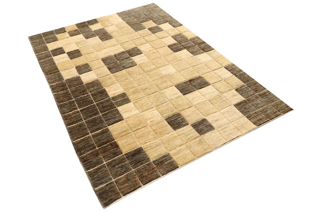 Brown Pakistani Gabbeh Rug 4' 4" x 6' 1" Hand-Knotted | No. QA82806