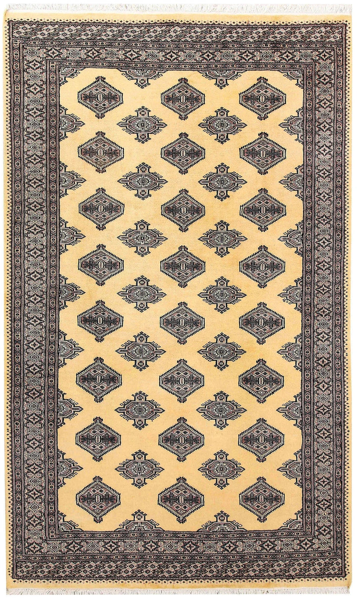 Yellow Pakistani Jaldar Rug 5' x 8'2" Hand-Knotted | No. QA82812