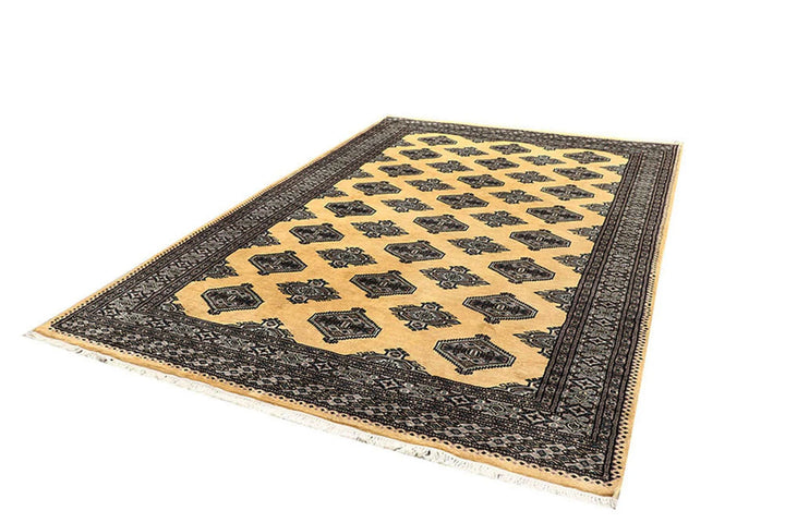 Yellow Pakistani Jaldar Rug 5' x 8'2" Hand-Knotted | No. QA82812