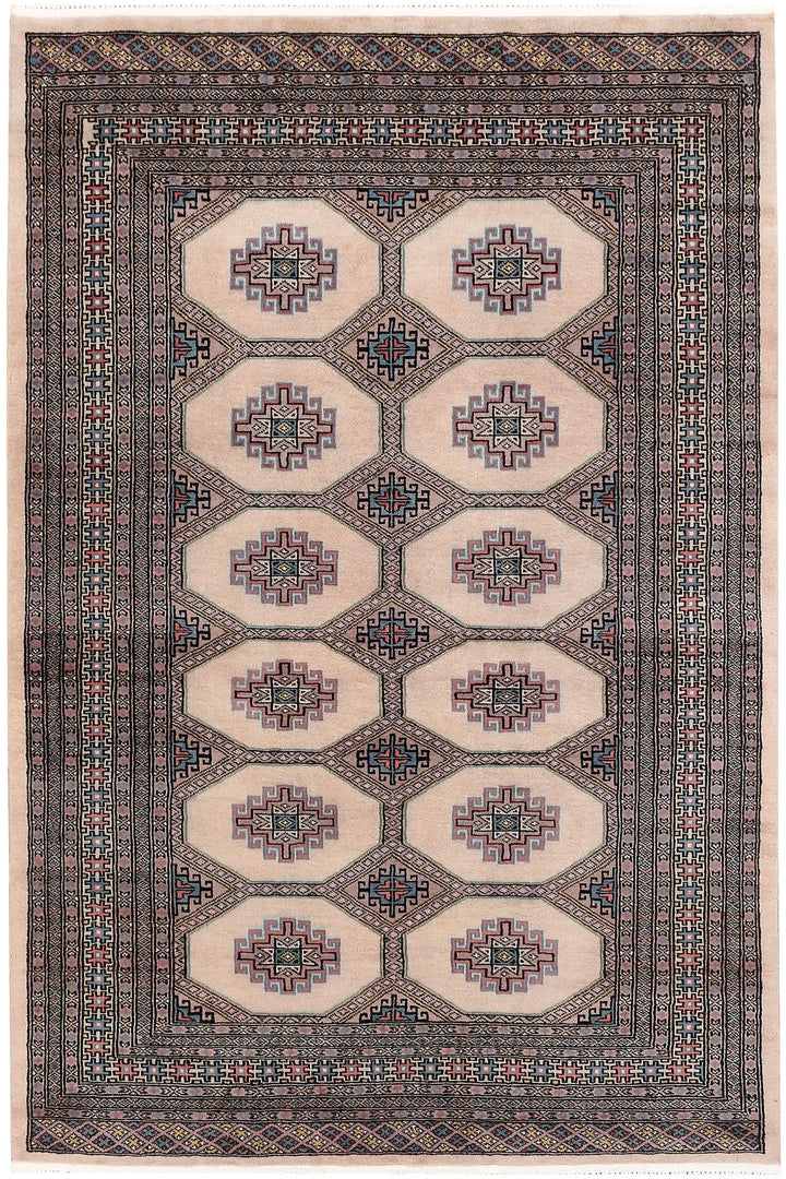 Brown Pakistani Jaldar Rug 4' 1" x 6' 3" Hand-Knotted | No. QA82862