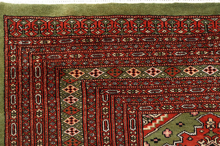 Olive Pakistani Jaldar Rug 8' x 10' 6" Hand-Knotted | No. QA82895