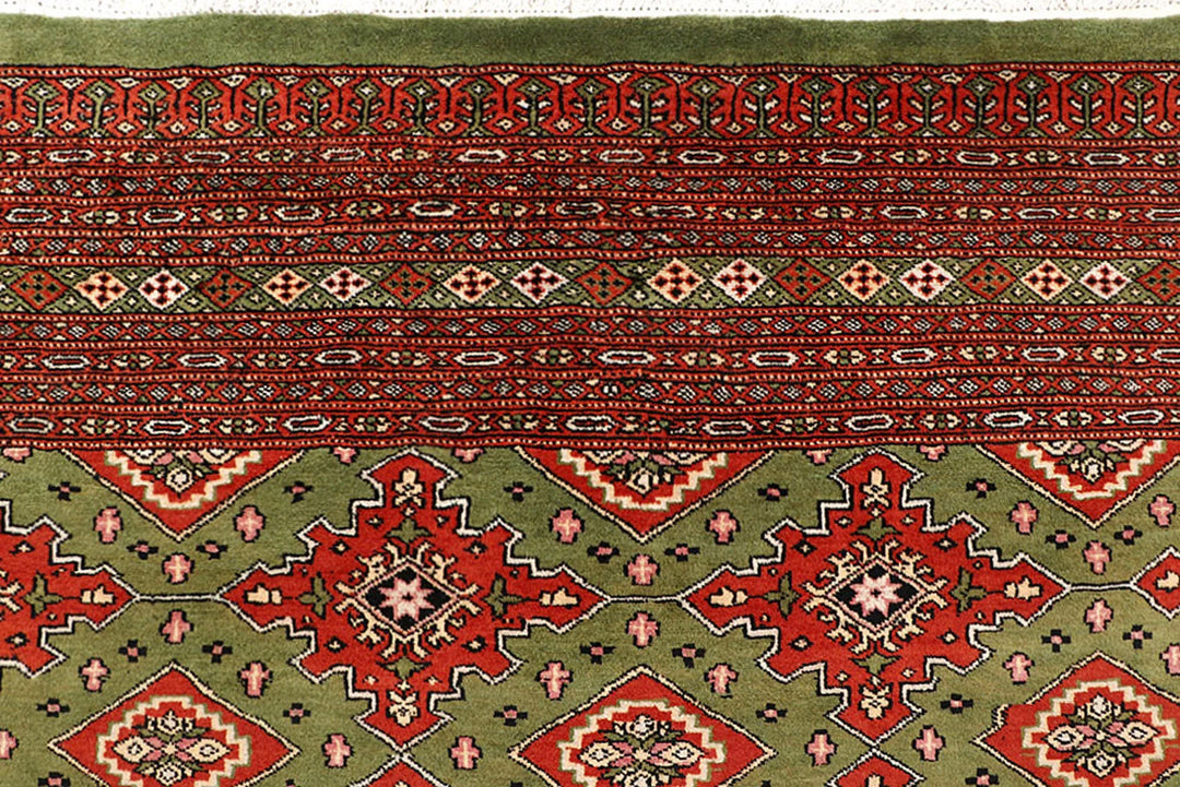 Olive Pakistani Jaldar Rug 8' x 10' 6" Hand-Knotted | No. QA82895