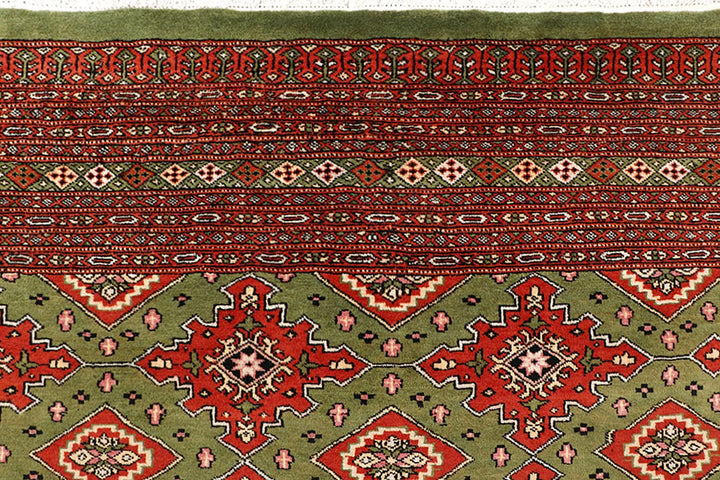 Olive Pakistani Jaldar Rug 8' x 10' 6" Hand-Knotted | No. QA82895