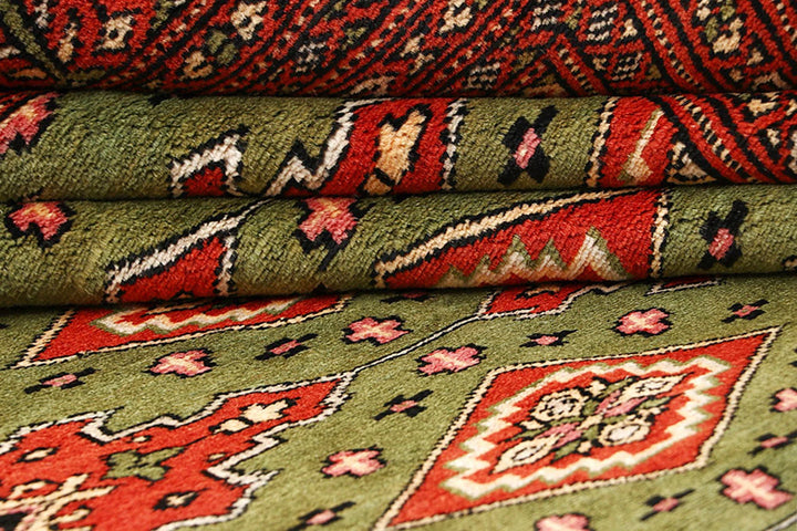 Olive Pakistani Jaldar Rug 8' x 10' 6" Hand-Knotted | No. QA82895