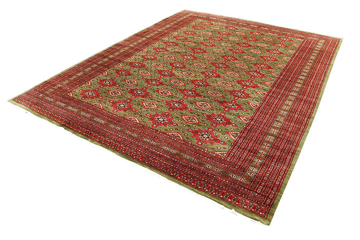 Olive Pakistani Jaldar Rug 8' x 10' 6" Hand-Knotted | No. QA82895