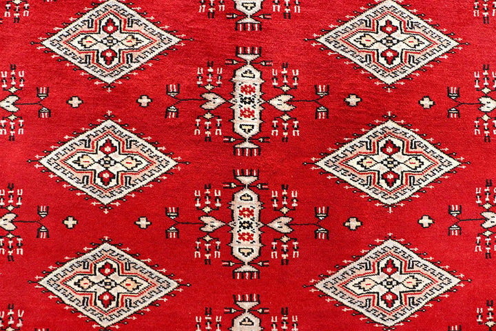 Firebrick Red Pakistani Jaldar Rug 9' 3" x 11' 7" Hand-Knotted | No. QA82948