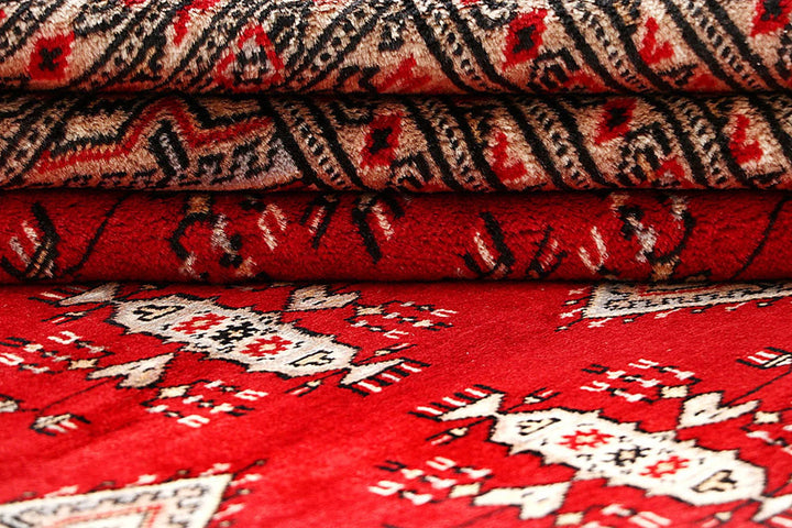 Firebrick Red Pakistani Jaldar Rug 9' 3" x 11' 7" Hand-Knotted | No. QA82948